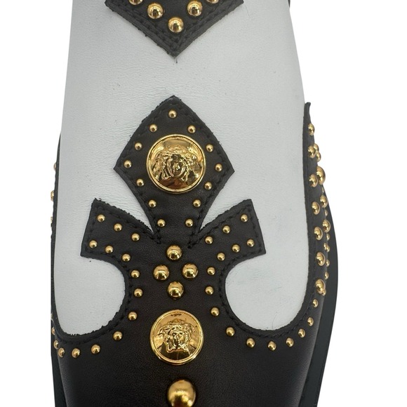 VERSACE Leather Mule Shoes US 9 UK 6 EU39 Medusa Head‎ Stud Metal Toe - Picture 4 of 10